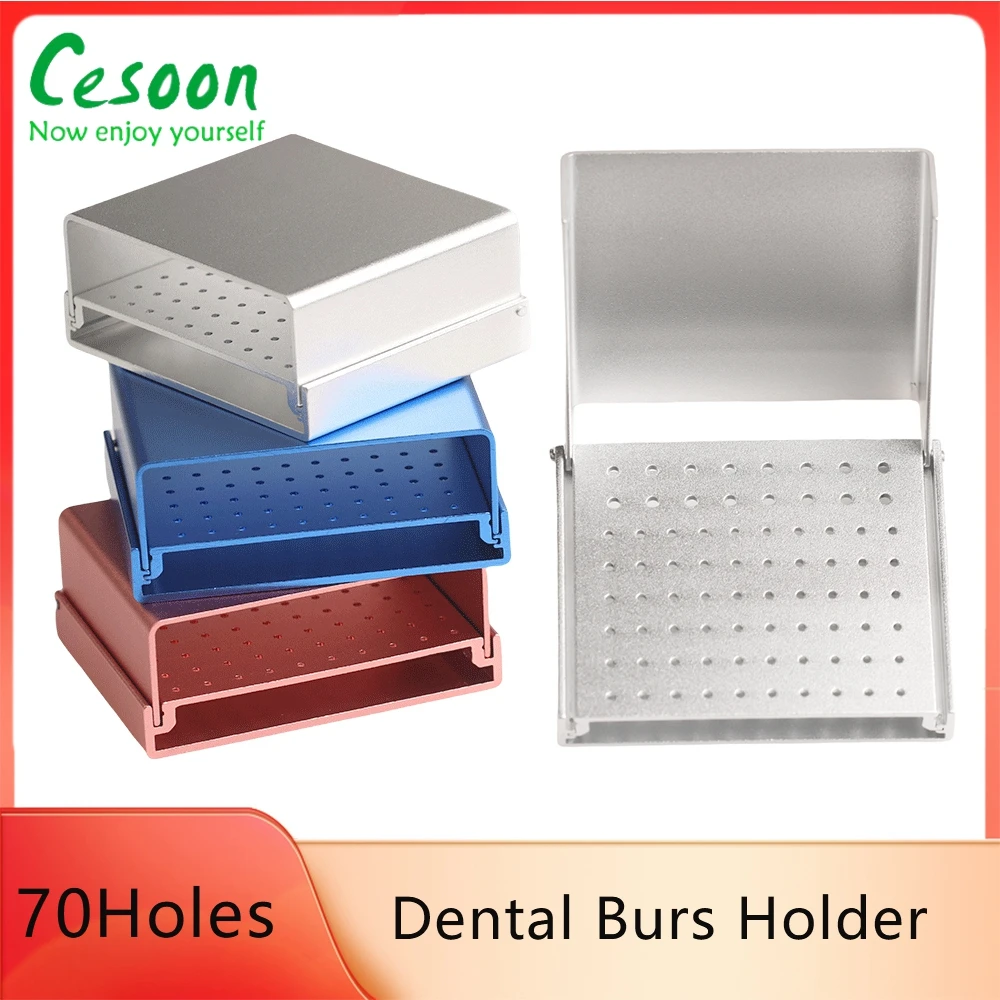 

76Holes Dental Diamond Bur Holder Disinfection Box Autoclave Organizer High/Lower Speed FG RA/CA Burs Case Dentist Materials