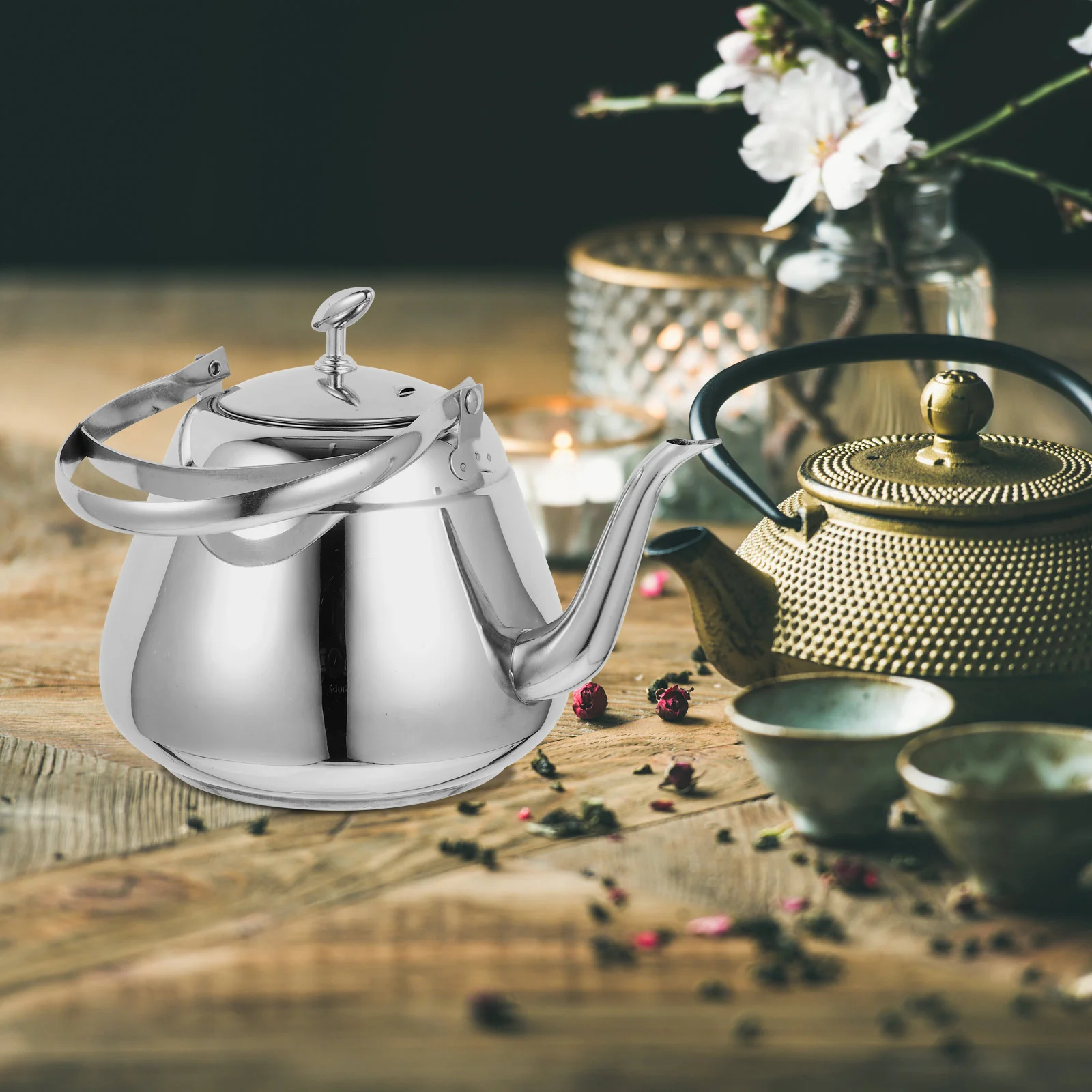 

Stainless Steel Tea Pot Teapot Portable Handle Filter Easy Use Home Kitchen Hotel Restaurant Stainless Steel Tea Pot