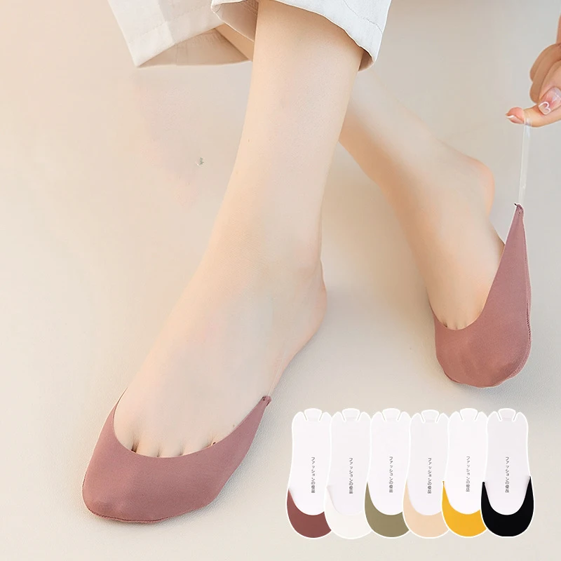 3 Pairs Women Summer Cotton Short Socks Non-slip No Drop Heel Half Socks Ultra-thin Solid Color Female Breathable Lady Soft Sock