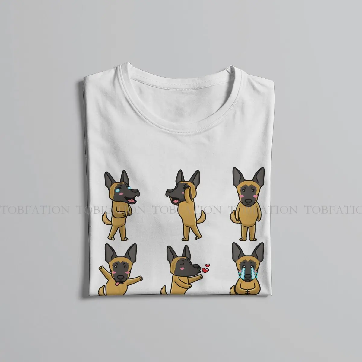 Belgian Malinois Malinois Dog Emoticon Tshirt Graphic Men Tops Vintage Homme Summer Streetwear 100% Cotton T Shirt