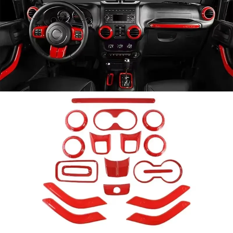 18Pcs Car Interior Accessories Decoration Trim Cover For Jeep Wrangler JK JKU 2011 2012 2013 2014 2015 2016 2017 4 Door