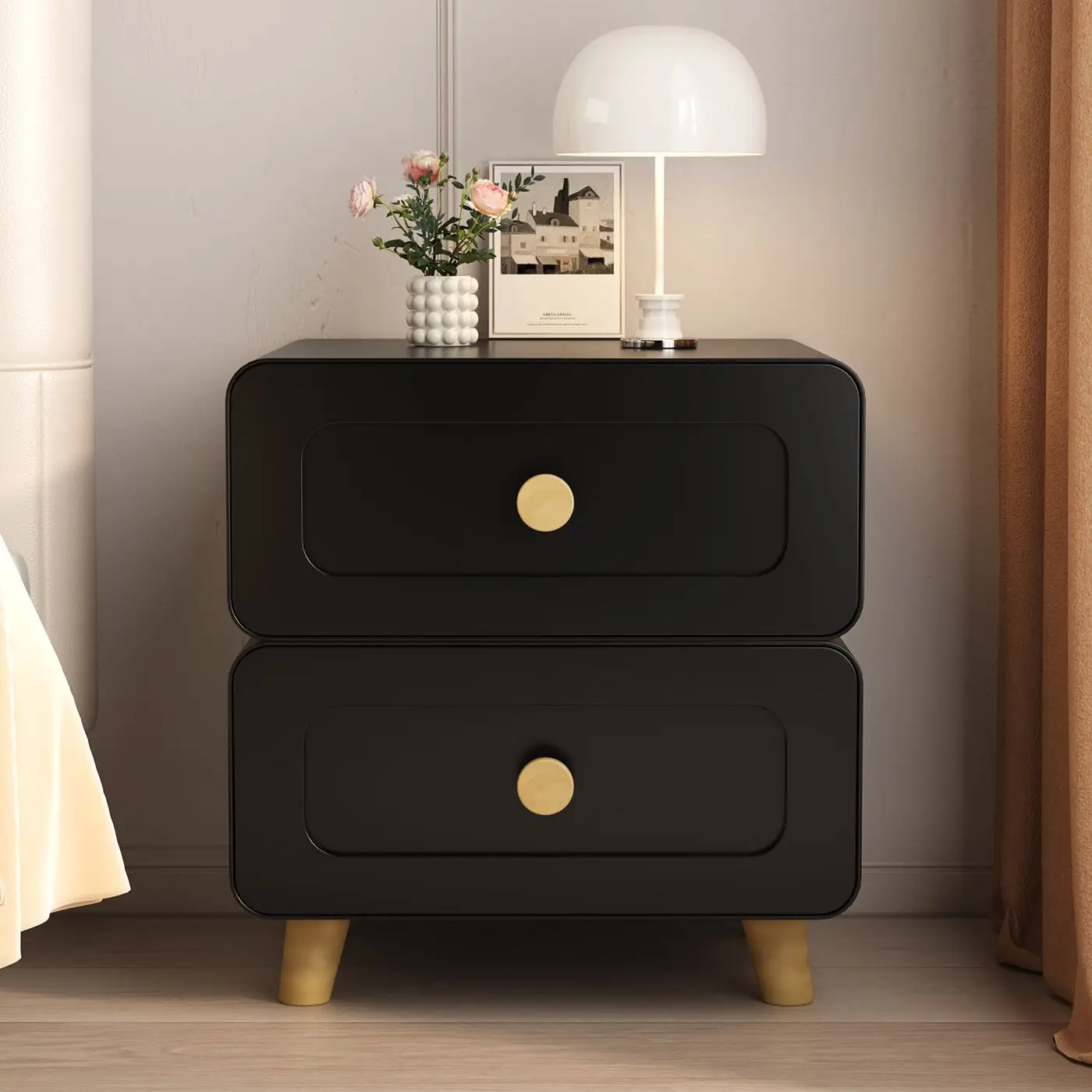 โมเดิร์นมินิโต๊ะข้างเตียงห้องนอนขนาดเล็กInsลมตู้เก็บของข้างเตียงHome Space Saving Design