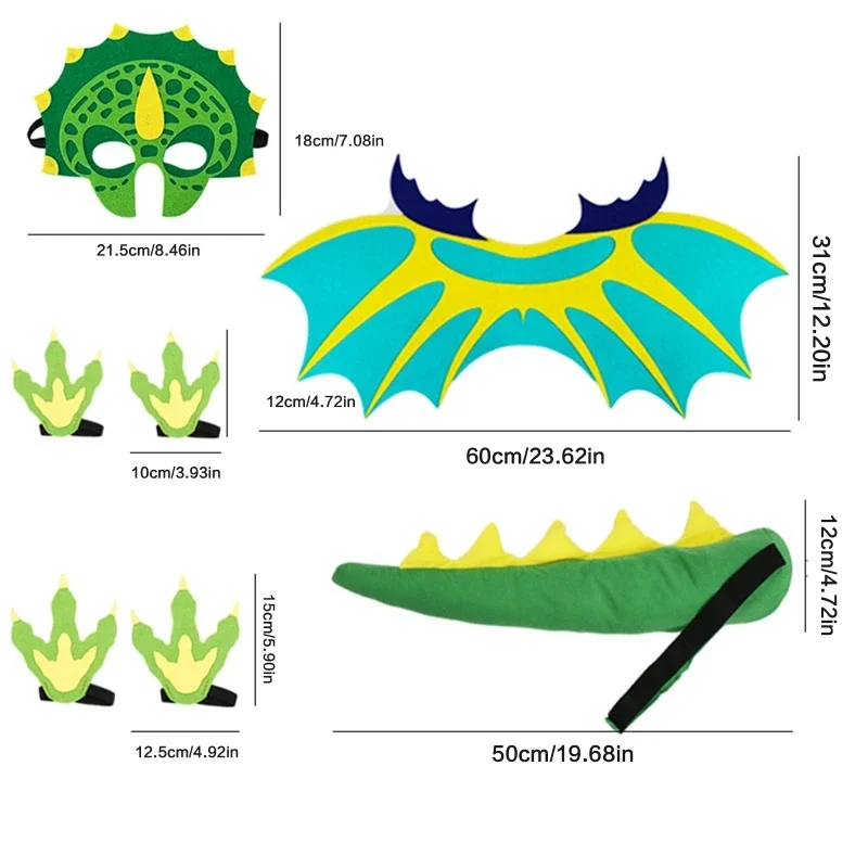 2 ชิ้น/เซ็ตชายหญิงฮาโลวีนคอสเพลย์ Props เด็กสนุกหน้ากากหางไดโนเสาร์คริสต์มาสปาร์ตี้เครื่องแต่งกายอุปกรณ์เสริม Fairy STAGE Wear