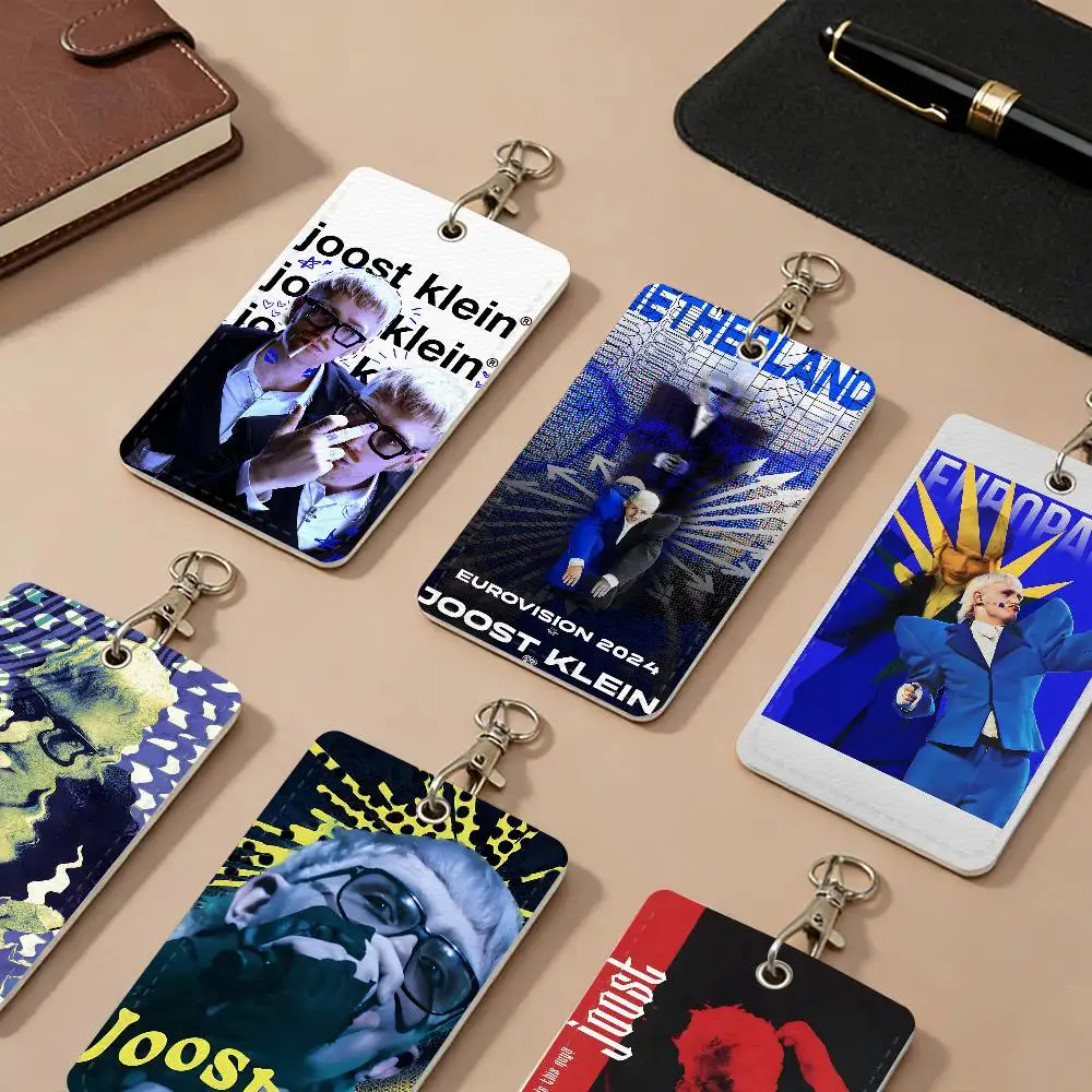 Joost Klein Singer PU Leather Card Holders Anti-lost Student ID Protective Cover Cases Campus Access Cards Key Chain