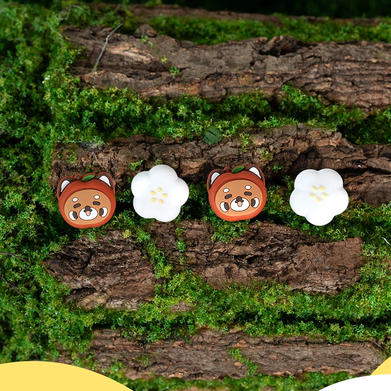 

4pcs Thumb Grip Caps for Switch 2 Cute Cartoon Animal Bear Cat Silicone Non-Slip Protective Joystick Caps For Nintendo Switch 2