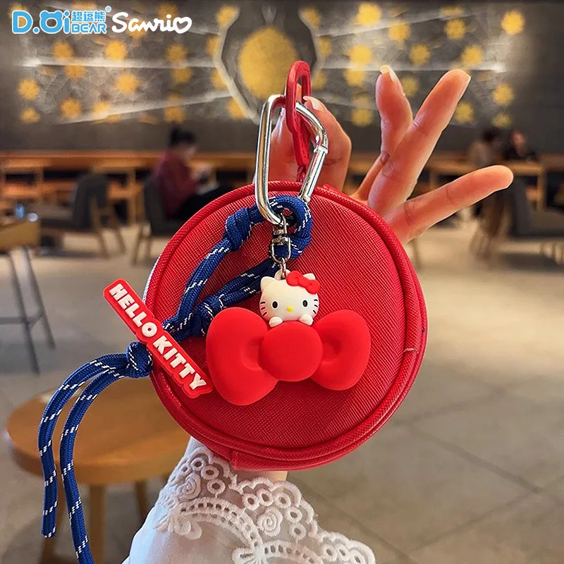 Genuine Hello Kitty Bow Knot Rope Keychain Red Charm Purple Lanyard Carabiner Bag Pendant Anime Figures Gift For Friends Family view 3