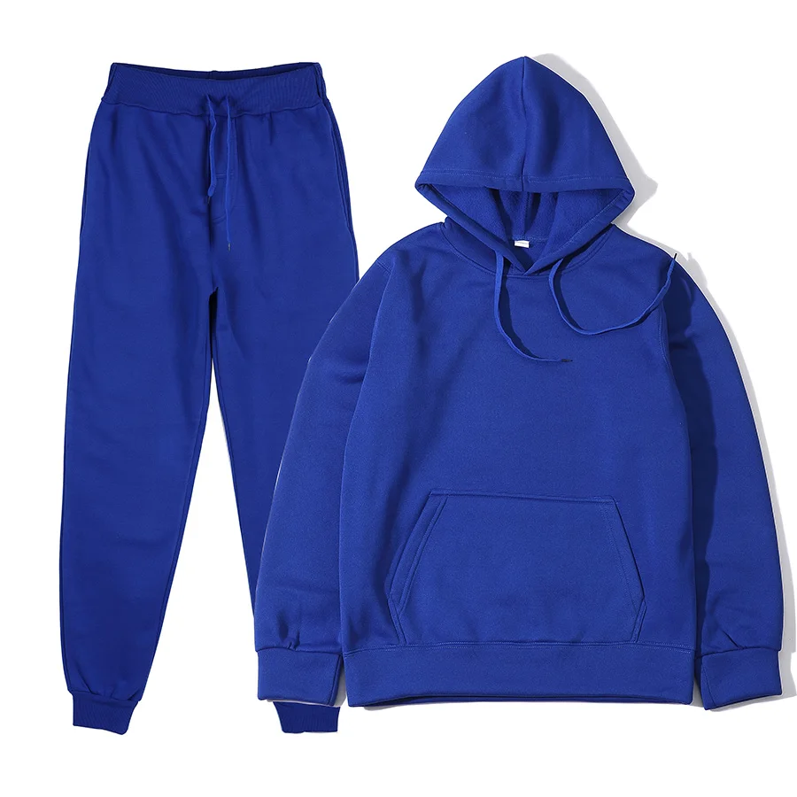 

Men's Autumn and Winter New Solid Color Hoodie+pants Two-piece Set Fashionable Casual Sports Set Size S-3XL Men Women Tracksuit