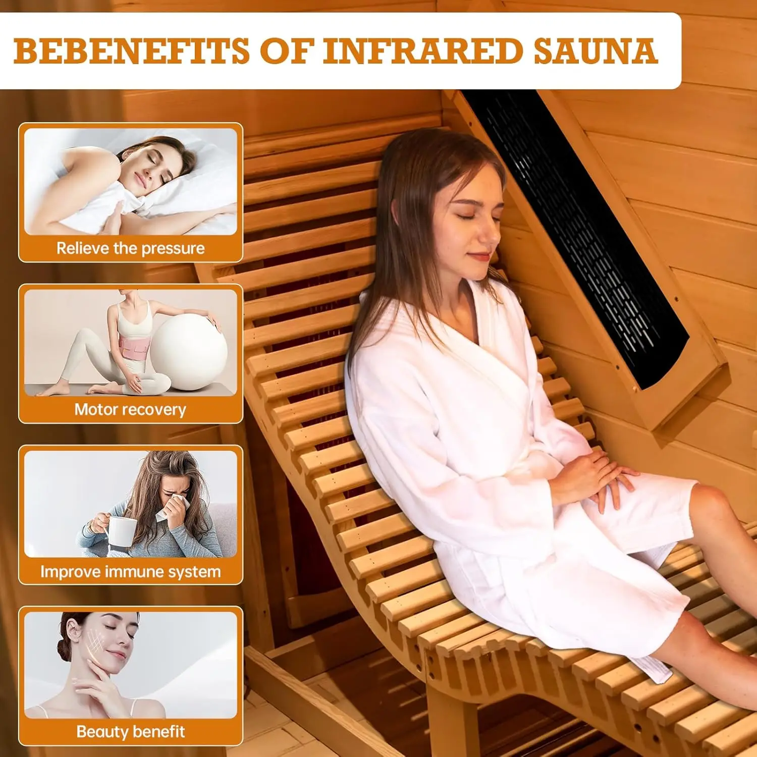 Canada Hemlock Wood Spa Sauna Room Dry Infrared Sauna With Smart Control Panel