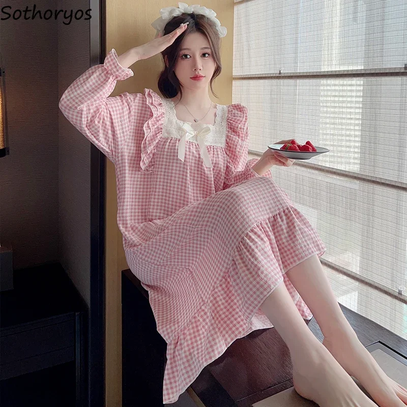 

Женская свободная Милая Нежная пижама в стиле принцессы с расклешенными рукавами и оборками, универсальная женская одежда для сна, весна-осень