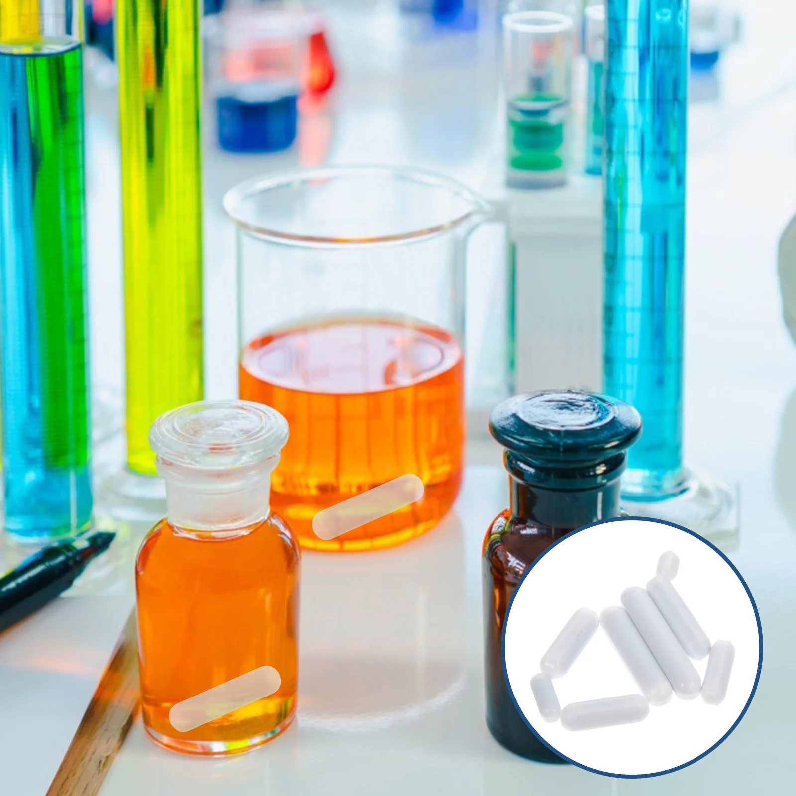 

8Pcs Magnetic Stir Bar Set Cylindrical Ptfe Coated Lab Stirrer Bars for Chemistry Biology Research Laboratory Use