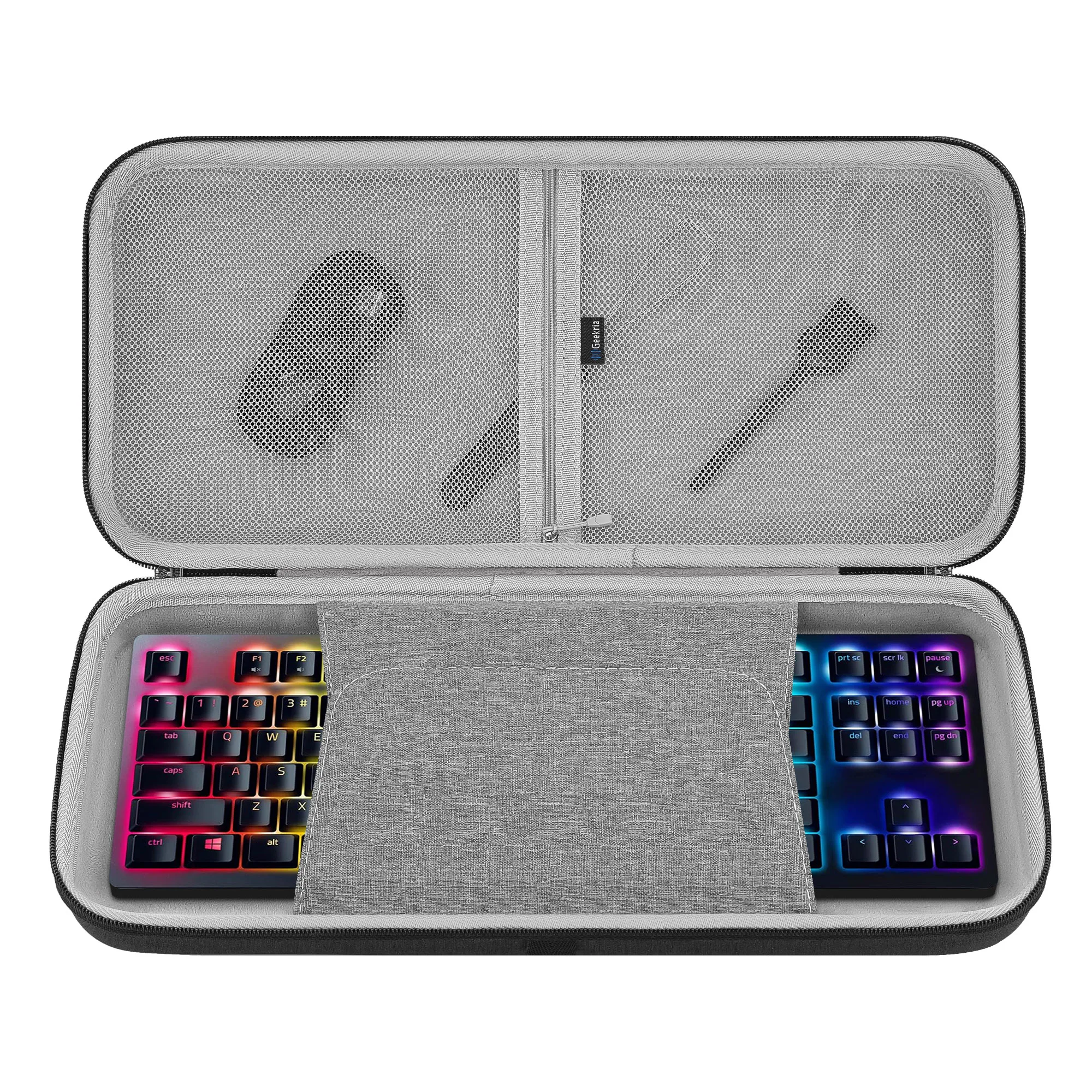 Geekria TKL Keyboard Case with Wrist Rest Support Bag for 87 Key Gaming Keyboards, Compatible with AULA F87, Huntsman V2 TKL