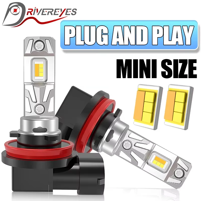 

2PCS H11 H8 H9 Led Fog Lamps H11 9005 HB3 9006 HB4 CSP LED Fog Bulbs 3000K 4300K 6000K Auto Mini Diode Day Running Light 12V 24V