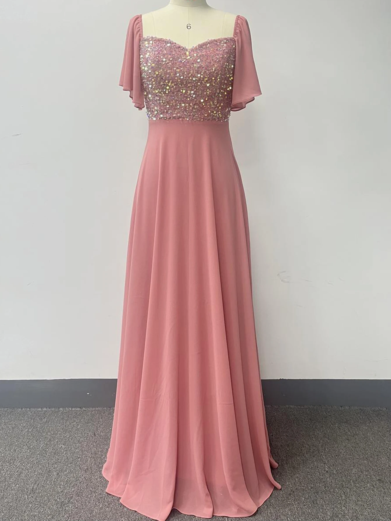 Sexy backless pink Chiffon long dresses women elegant luxury wedding prom evening dresses women sequin maxi summer dress vestido