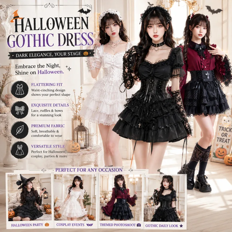 Lolita Y2K Blouse Shirt Gothic Japanese Top Bow Long Sleeve Lace Cross Pendant Cosplay Maid, Costume Women Girls Black Top New