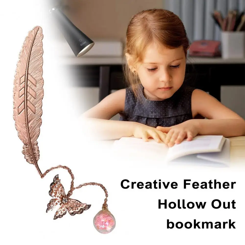 Retro Vintage Bookmark Metal Bookmark with Butterfly Tassels Chinese Feather Bookmark Gift Stationery Film Book Mark