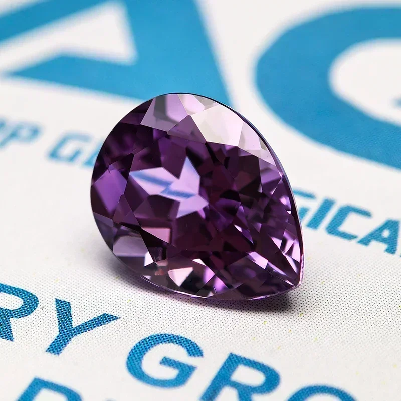 

L-Purplish Blue Color Lab Grown Sapphire Pear Shape Gemstone For Charms Diy Jewelry Making Ring Optional Certificateifica