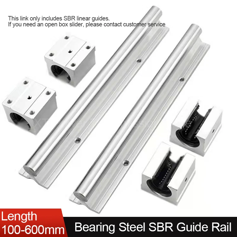 1Pcs Bearing Steel Linear Guide with Aluminum Bracket Optical Axis Support Seat SBR12/16/20/25 Length 100-600mm for CNC Parts
