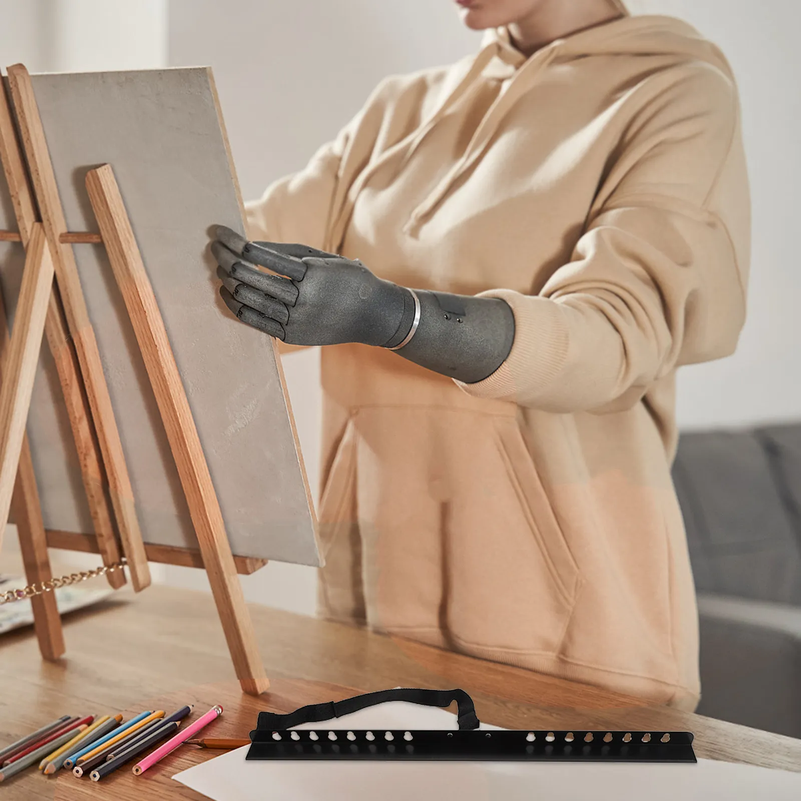 Easel Crossbar Black Adjustable Iron Support Bar Slip Prevention Easy Install Painting Canvas Replacement Part Fit Metal Tripod