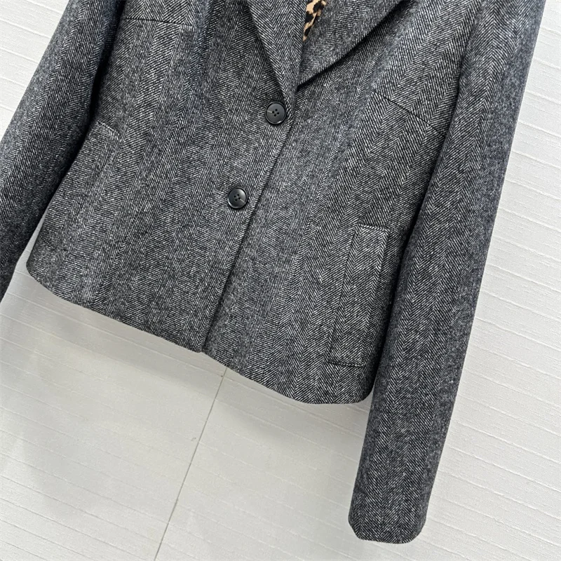 معطف نسائي شتاء جديد 2025 صدر واحد نحيف طية صدر السترة بأكمام طويلة مزيج الصوف بدلة نسائية سترة y2k سترة نسائية #5