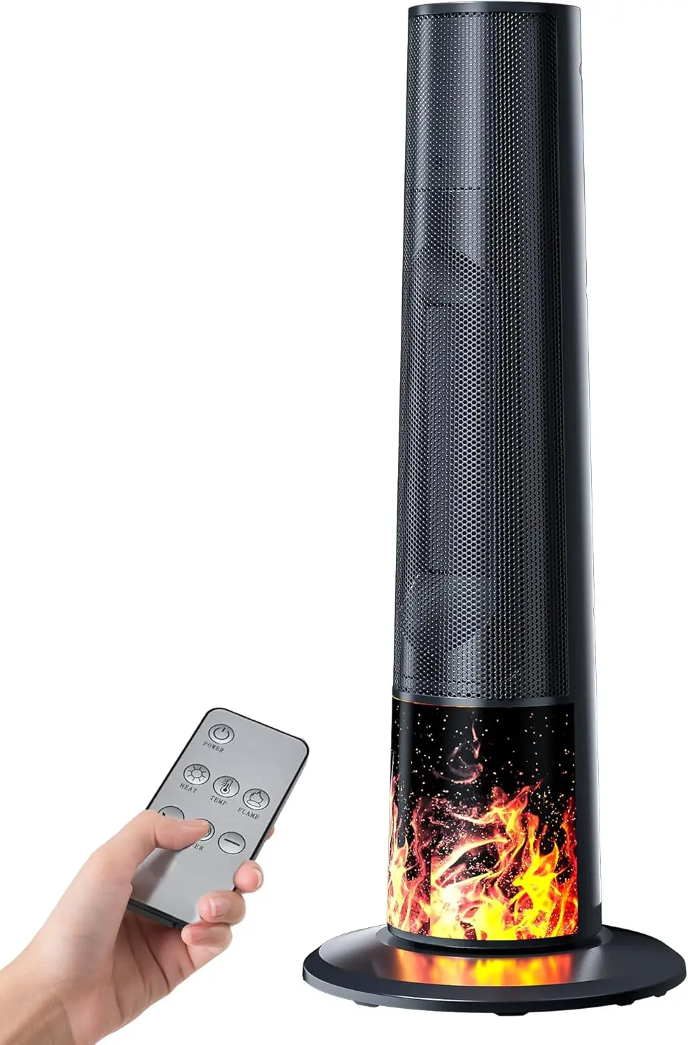 

Electric Space Heater 1500W PTC Ceramic with Remote, 70° Oscillation, 1-12H Timer, Thermostat, Portable Tower Heater for Office,