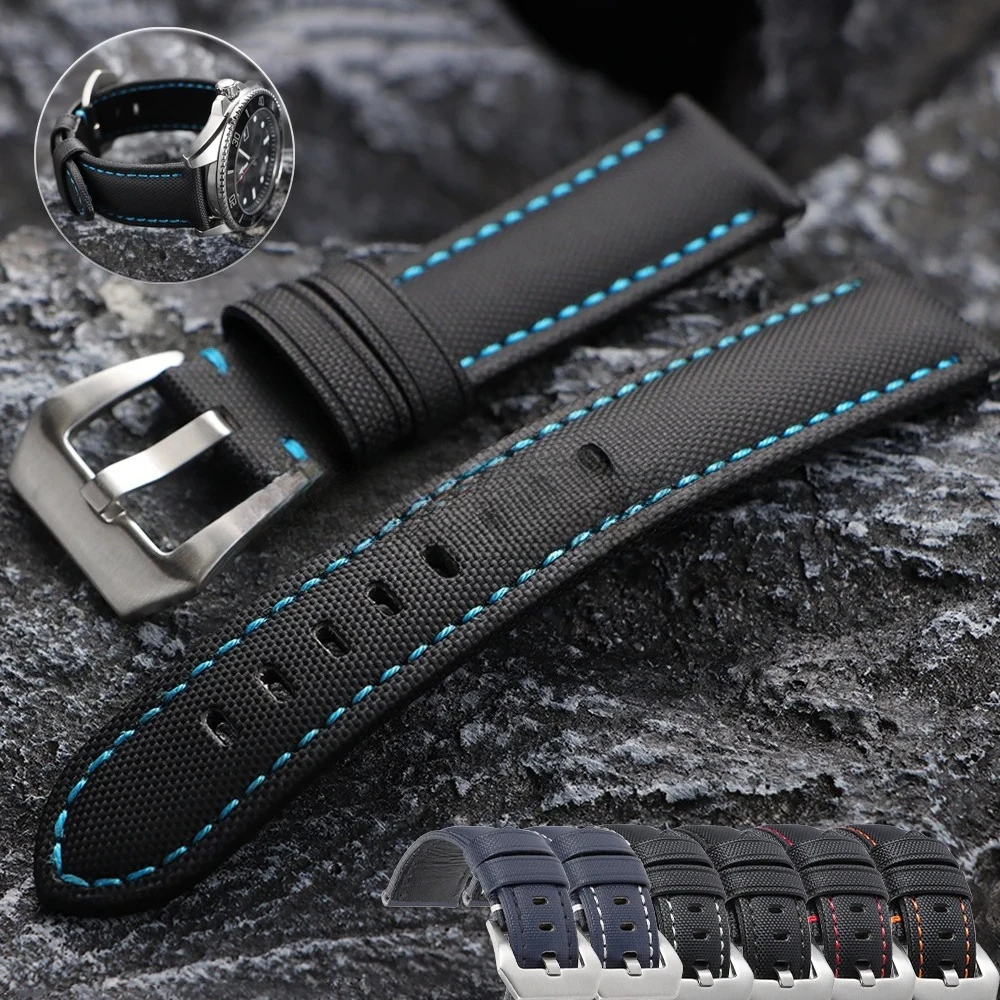 Genuine Sailcloth 20mm 22mm 24mm 26mm Watch Band Premium Sailcloth Strap Waterproof Soft Nylon Quick Release Bracelet Wristbelt