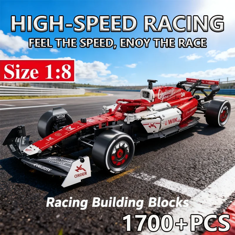 جديد الأحمر F1 سباق السيارات 1:8 بناء مجموعات 1700 + قطعة اللبنات سيارات بارد متعة تحصيل نماذج لعب الأولاد هدايا احتفالية إعطاء