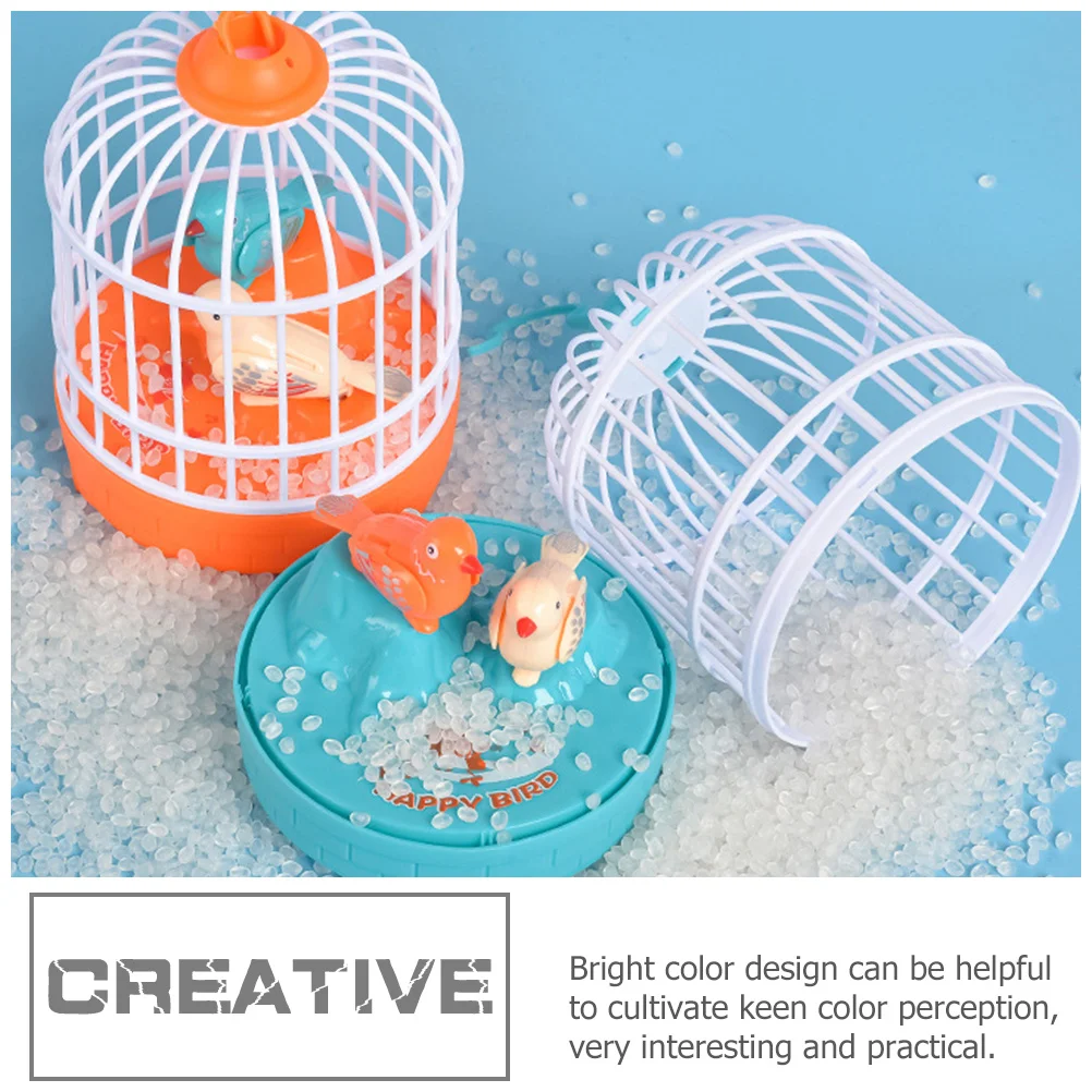Simulazione di gabbie per uccelli elettriche ad attivazione vocale Decorazioni per uccelli con colori vivaci per lo sviluppo dell'intelligenza dei bambini