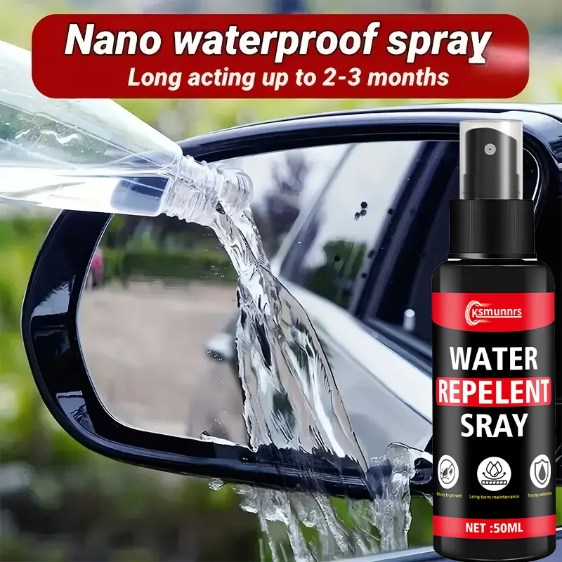 Automotive Hydrophobic Rainproof Spray: Durable Wax Coating, Anti-Fog/Rainproof, For Car Windows/Helmets/Home Glass