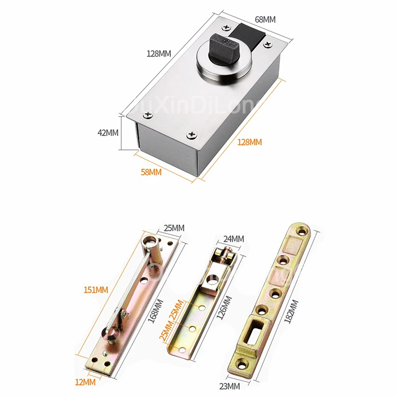 Cerniera per porta resistente da 4 pezzi in acciaio inossidabile + cerniere per porta con perno in ghisa superiore e inferiore per legno 360 °   Cuscinetto di rotazione 300KG