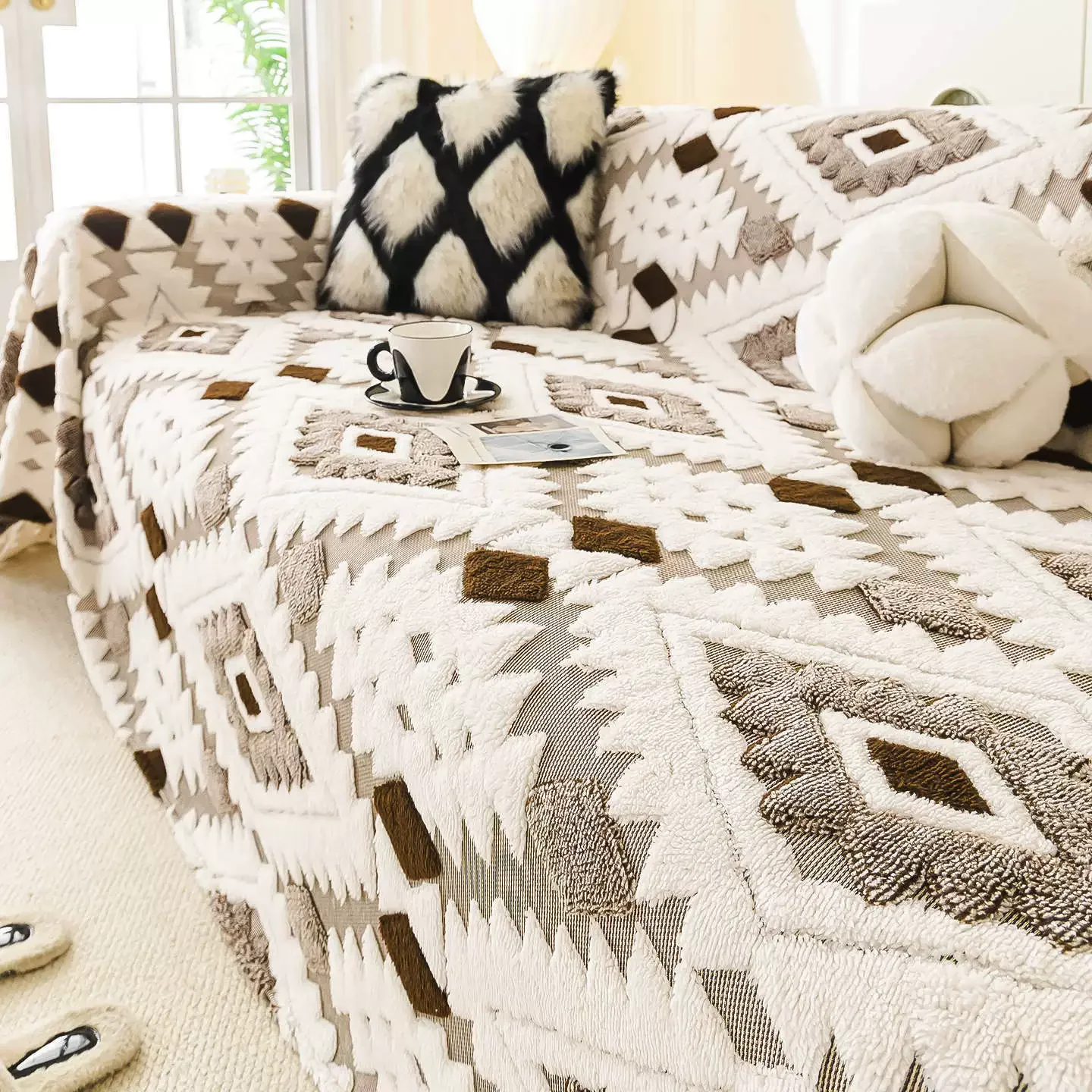 Retro Sofa Cover Cloth Towel Anti-cat Scratch 2025 New Four Seasons Universal Non-slip Thickened Sofa Cover Full Cover