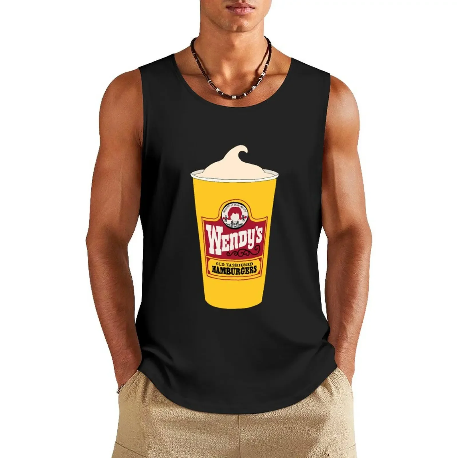 

Wendy's Vanilla Frosty Tank Top Men's summer t-shirt Bodybuilding clothing man