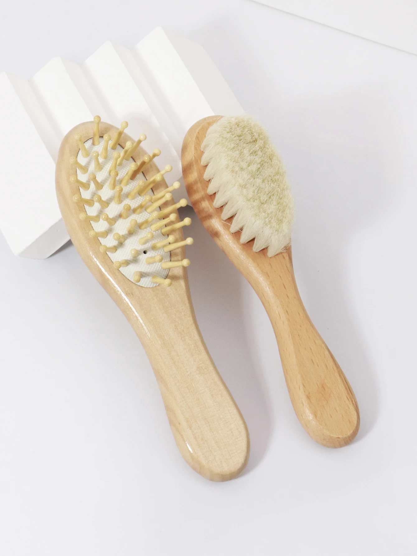 2pcs wood anti-static natural wool comb and head airbag massage portable hair styling shower comb set Special for real hair wigs