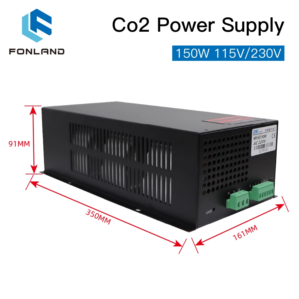 FONLAND 150W CO2 zasilanie lasera do Reci YongLi EFR 150W lub 180W CO2 grawerowanie laserowe maszyna do cięcia rur MYJG-150W