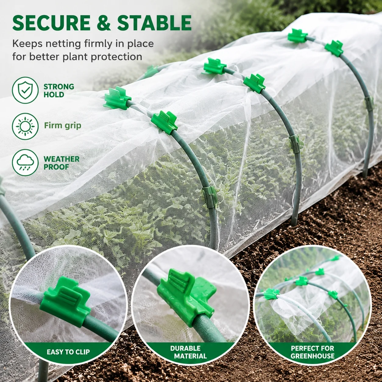 12Pcs Greenhouse Film Clamps Garden Tarpaulin Netting Tunnel Hoop Pipe Clamp Shed Row Cover Shading Frame Support Planting Tools