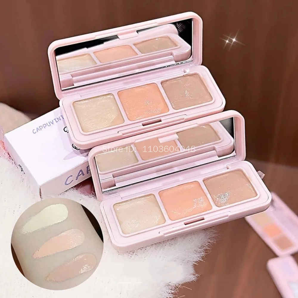 พาเลทคอนซีลเลอร์ 3 สี ปรับสีผิว ปกปิดจุดด่างดำ บำรุงผิวรอบดวงตา คอนทัวร์ครีม ปกปิดเต็มที่ ควบคุมความมัน