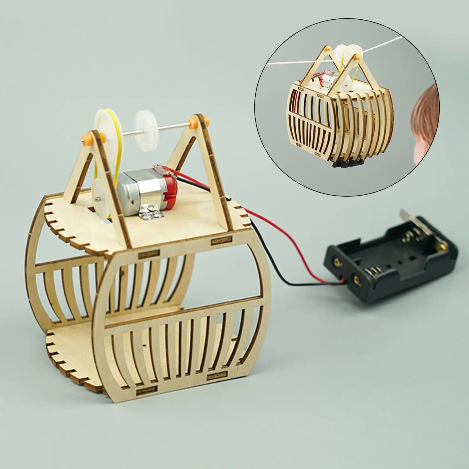 Kit de modelo de madera de experimento de física DIY para principiantes, Cable de Turismo, Coche