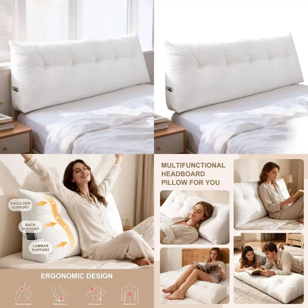 

Треугольная клиновая подушка размера «queen-size» для изголовья, поддержка чтения для дневников и двухъярусных кроватей, бархатный чехол в комплекте