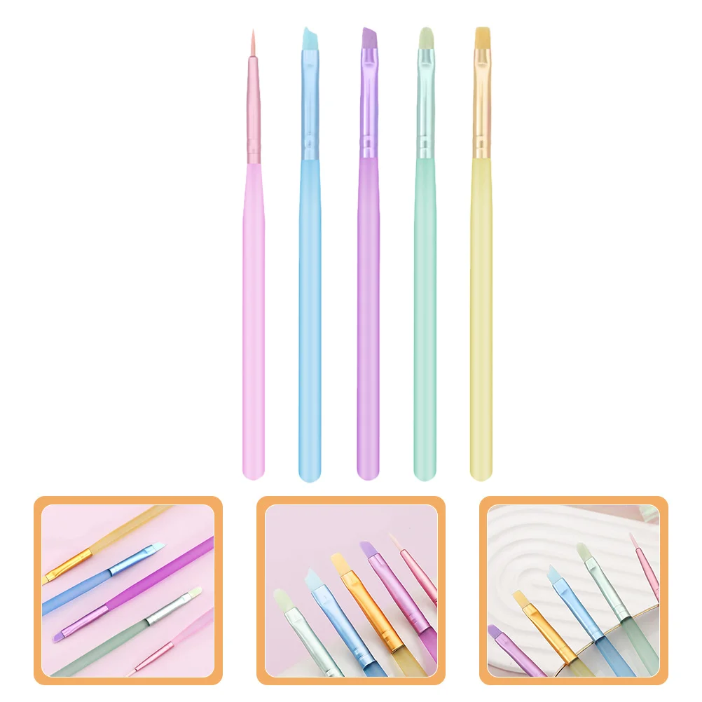 

5 Pcs Manicure Nail Makeup Tools Brushes for Nails Fingernail Decorating Gel Pen