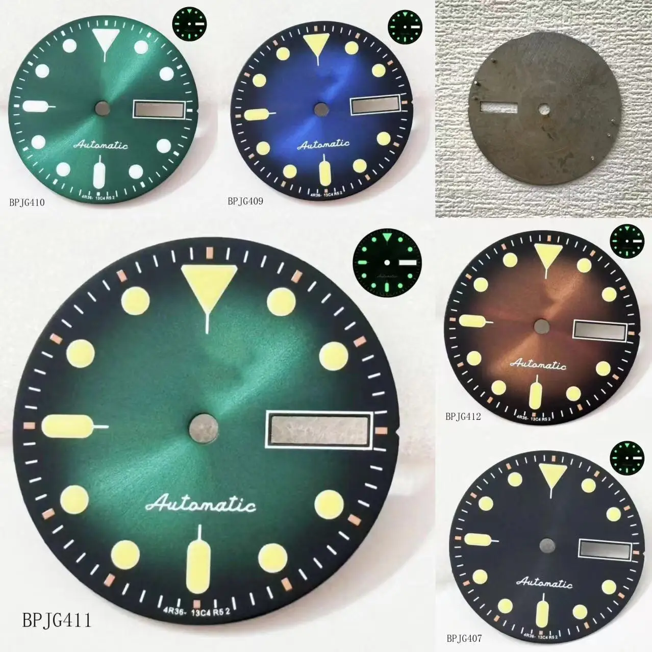 28.5mm nh36 S lie down 5 logo dial green Luminous Watch S5 logo Dial Watch Accessories Watch Face Suitable for NH36 Movement