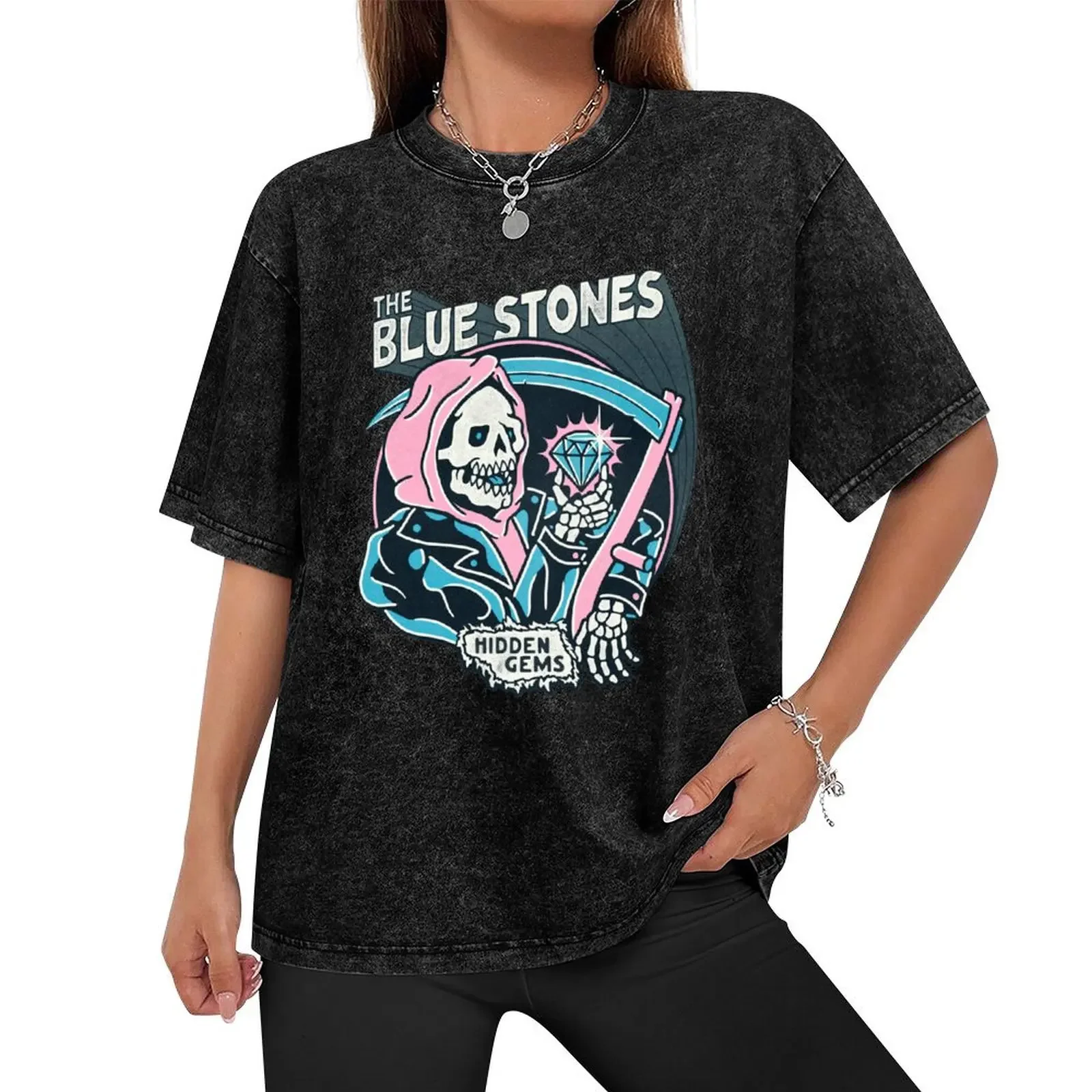 The blue stones - Hidden Gems - logo T-Shirt anime clothes vintage graphic t shirts customizeds mens t shirt