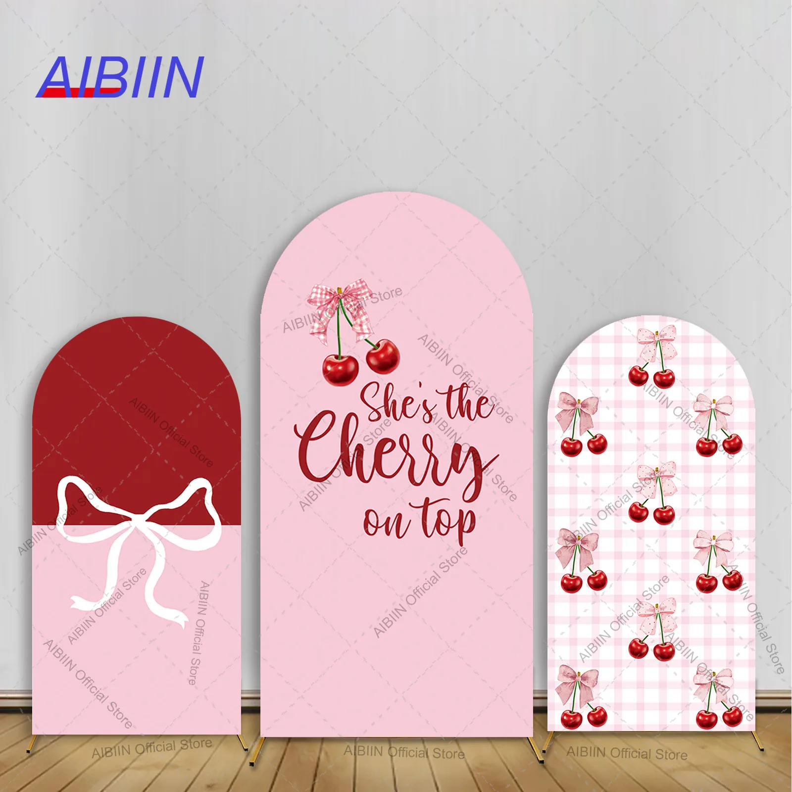 

She's Cherry on top Arch Фон Обложка Розовая и Красная Вишня Лук Сетка Девушка Baby Shower Вечеринка Декор Торт Портрет Фон