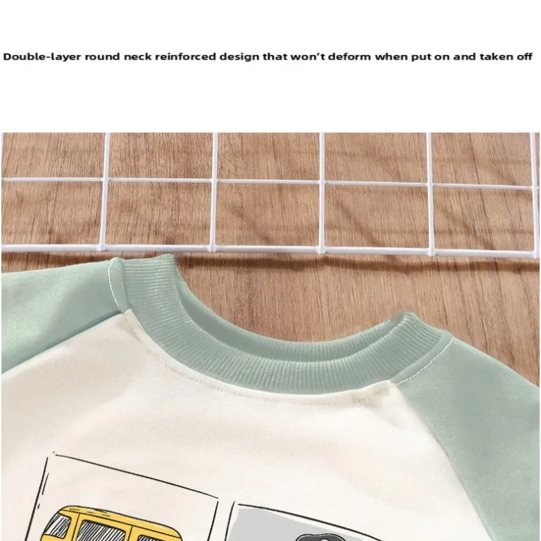 2026 Herbst Kinder Freizeitanzug Modisch Bedruckter Jungen O-Ausschnitt Hoodie und Lange Hose Zweiteiliges Set Kinder Sweatshirt-Anzug – Detail 6