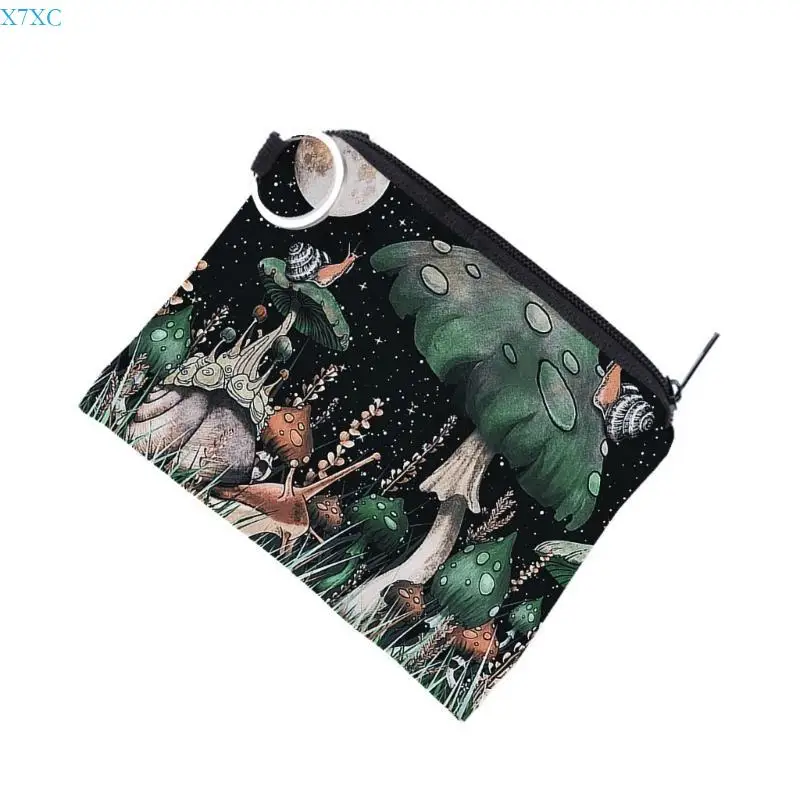 

X7XC Стильный кошелек на молнии с принтом, сумка для монет, ключница, кошелек для женщин и девочек