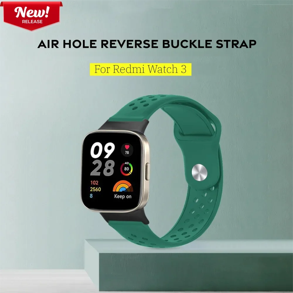 حزام رياضي سريع الإصدار لساعة Redmi 3 سوار بإبزيم عكسي وفتحات هوائية صديقة للبشرة من السيليكون ملحقات حزام الساعة #2