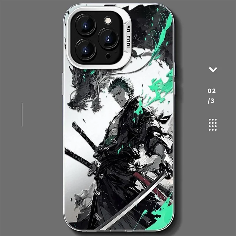Japan Anime Roronoa Zoro Phone Case for iPhone 11 12 13 14 15 16 17 Pro Max Plus Air 17ProMax 3D One Piece Gear 5 Aurora Cover view 4