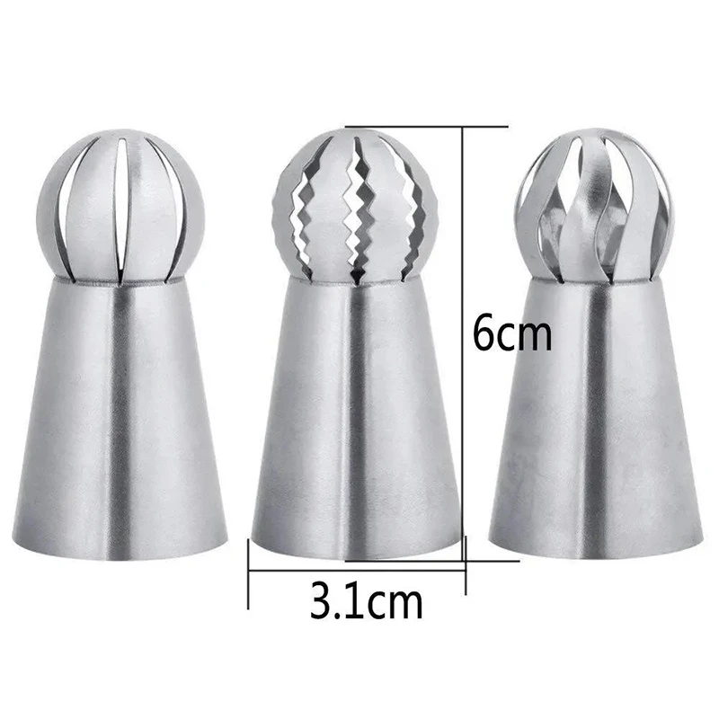 Rosyjska dysza do rurociągów 3 style kula kula lukier słodycze końcówki do ciasta Sugarcraft Cupcake Decorator kuchnia narzędzia do pieczenia