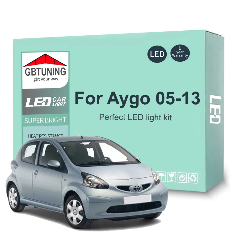 5Pcs Car Accessories For Toyota Aygo MK1 2005-2011 2012 2013 Canbus Vehicle Reading License Plate LED Interior Light Bulb Kit