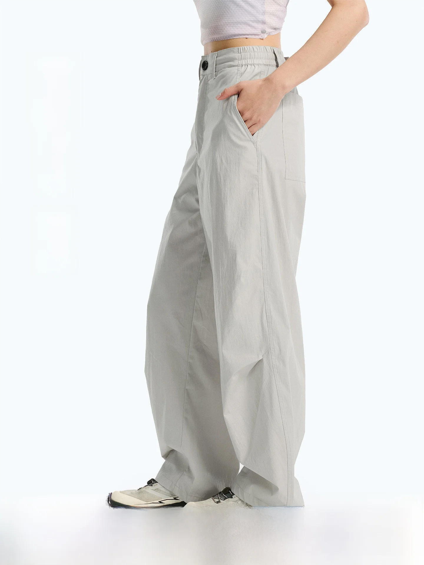 White Trace Thin Double Pleat Paratrooper Pants Knife Casual Loose Breathable Waterproof Long Men's Women's Summer Trousers