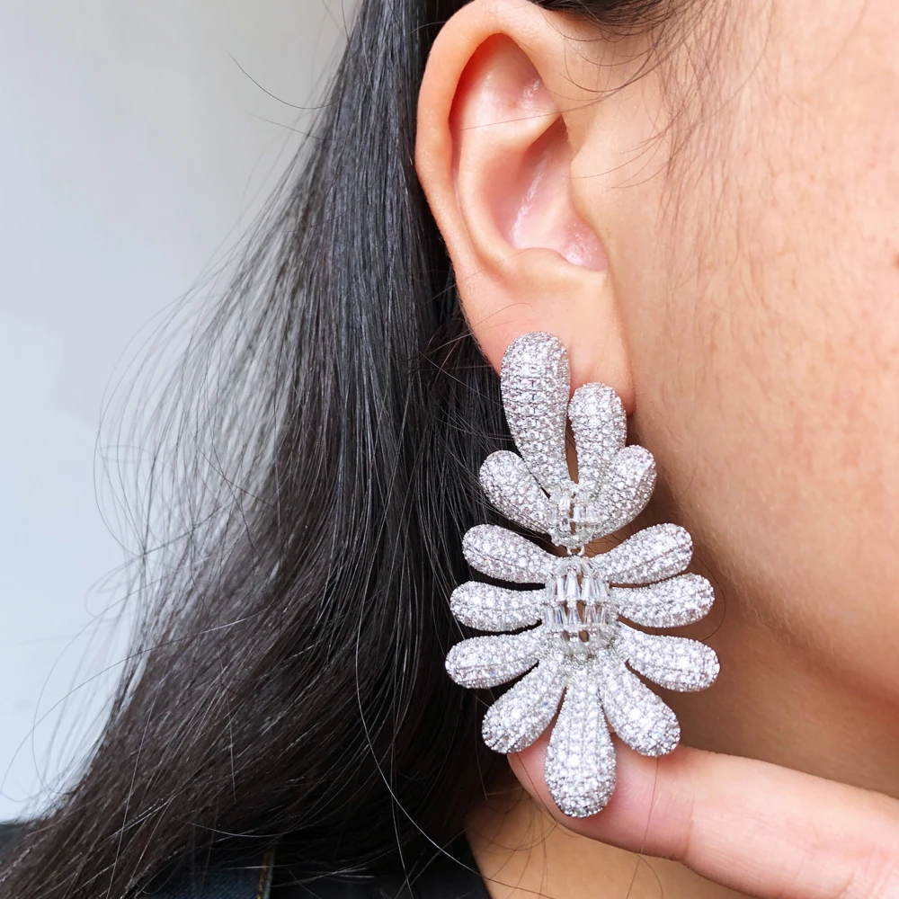 Soramoore Luxury Gorgeous Shiny Earrings For Women Wedding Party Indian Dubai Bridal Jewelry boucle d'oreille femme Gift