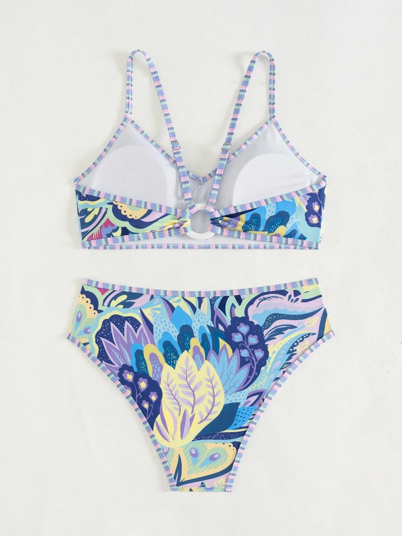 Women Floral Print Halter Top High Waist Bikini Set Beach Swimsuit